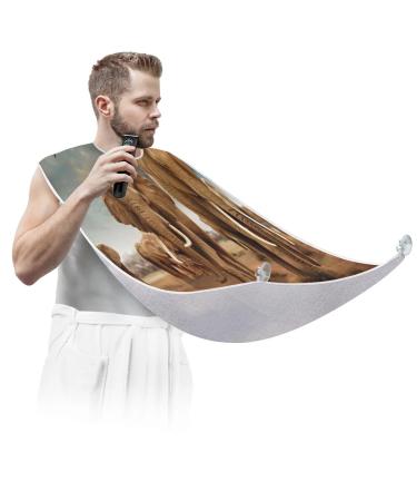 Elephants Beard Bib Apron Beard Bib Hair Catcher for Men Shaving and Trimming Non-Stick Waterproof Beard Cape Grooming Cloth with 2 Suction Cups Gifts for Men