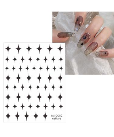JMEOWIO Colorful Star Nail Art Stickers Decals - 10 Sheets | Self-Adhesive Pegatinas U as | Platinum Black Silver | Nail Supplies & Decoration - Buy Online on GoSupps.com