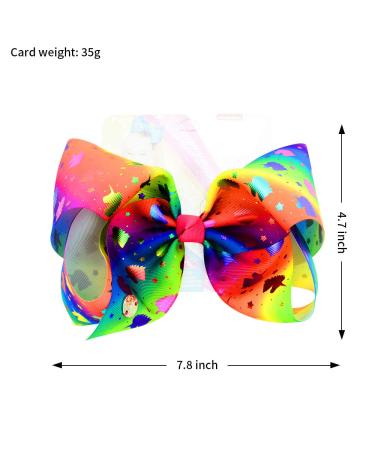 8 Inch Unicorn Hair Bows for Girls - JoJo Siwa Style Hair Accessories with Alligator Clips - Perfect Xmas Gift Set - Buy Online on GoSupps.com
