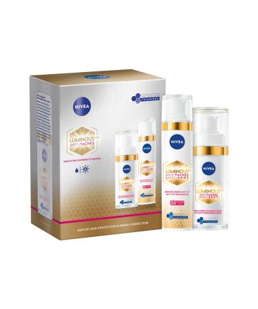 NIVEA Luminous 630 Coffret Soin de jour & S rum (1x1 pce) Soins visage anti taches pigmentaires au Thiamidol & Acide Hyaluronique Coffret cadeau femme soin anti- ge cr me hydratante visage