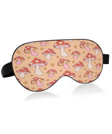 Mushroom Star Sleep Mask for Women Men Smooth Comfortable Light Blocking Eye Mask Night Blindfold with Adjustable Strap for Travel Sleeping Shift Work