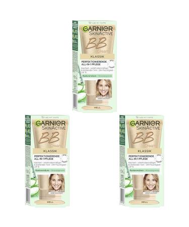 Garnier Skinactive BB Cream-all-in-1 day care with hyaluronic acid and aloe vera hides skin unregulies LSF 15 classical light 50 ml (pack with 3) light 50 ml (3 pack)