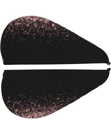 Hair Towel Wrap - Quick Drying Rose Gold Glitter Turban with Button | Best Hair Drying Solution - Buy Online on GoSupps.com