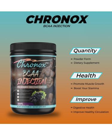 Chronox BCAA Amino Acids Energy Powder-Grape Flavor 11.46 OZ-Sugar-Free Pre & Post Workout Supplement for Muscle Recovery Hydration Energy and Fitness Performance - Buy Online on GoSupps.com