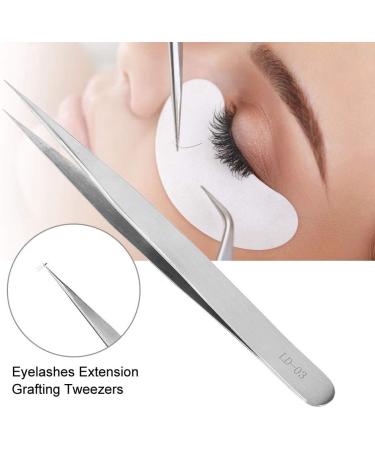 Eyelash Extension Tool | Professional False Eyelash Curler & Tweezer | Straight Tweezer LD-03 Silver for Eye Makeup - Buy Online on GoSupps.com