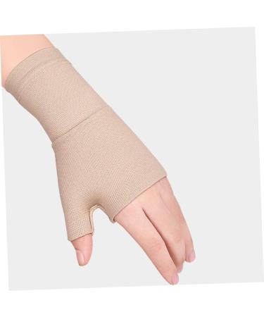 GLEAVI 2 Pairs Fingerless Compression Gloves - Pressure Wrist Support & Thumb Brace for Pain Relief - Nylon Khaki Wrist Sleeves - Buy Online on GoSupps.com