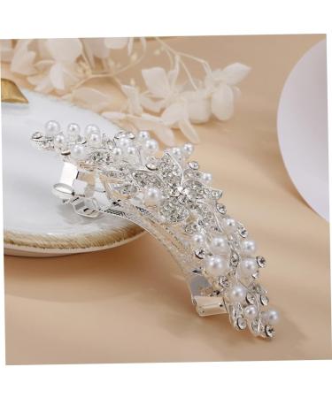 DOITOOL Rhinestone Hair Clip Crystal Headpiece Bridal Barrette Clip Girls Barrettes for Hair Silver Hair Clips Goody Hair Clips for Women Dipper Bride France Abs The Flowers - Buy Online on GoSupps.com