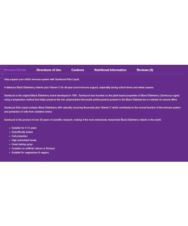 Kids Sambucus The Original Black Elderberry & Vitamin C (3-12 years) 120ml - Buy Online on GoSupps.com