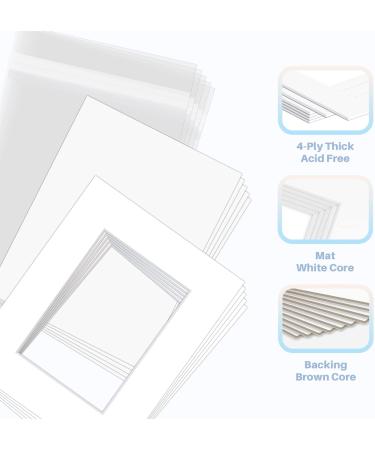 5 Pack White 8x10 Bevel Cut Picture Mat for 5x7 Photo - Acid Free Frame Mat with Backing Board & Clear Bag - Buy Online on GoSupps.com