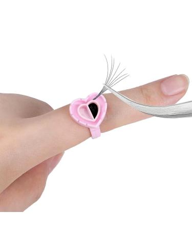 Studio Limited Eyelash Extension Glue Ring - 200 PCS Disposable Heart Shape Cups for Lash Fans & Blossoms - Pink Volume Lashes Supplies - Buy Online on GoSupps.com