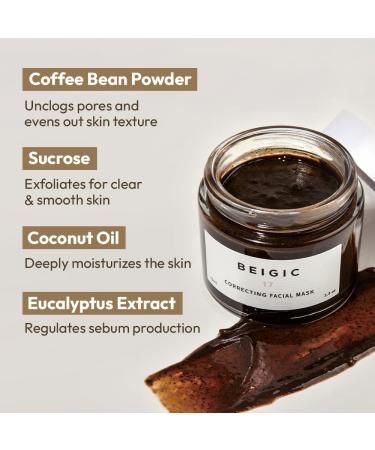 Buy BEIGIC Correcting Facial Mask - Korean Pore Tightening Vegan Skincare with Coffee Bean & Coconut Oil - Moisturizing Exfoliating Face Mask (2.36 Fl. Oz) - International Shipping Available - Buy Online on GoSupps.com