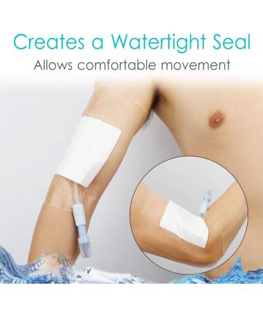 Waterproof Shower Protector for Catheter & Chemo Port | 10x12 Inch Dialysis Cover (Pack of 7) - Non-Glue Design for PICC Line & PD Accessories - Buy Online on GoSupps.com