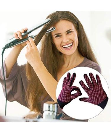 QCBO 2 Pieces Heat Resistant Gloves Silicone Non-Slip Gloves for Hair Styling Curling Iron Fit All Hand Sizes (Rose red Silicone dots) - Buy Online on GoSupps.com