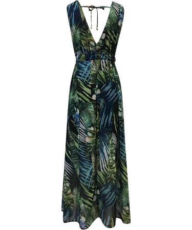Womens Summer Short Sleeve Crewneck Pleated Swing Sundress Casual Boho Floral Print Long Maxi Dresses 1195-zayeh-green-6 L - Buy Online on GoSupps.com