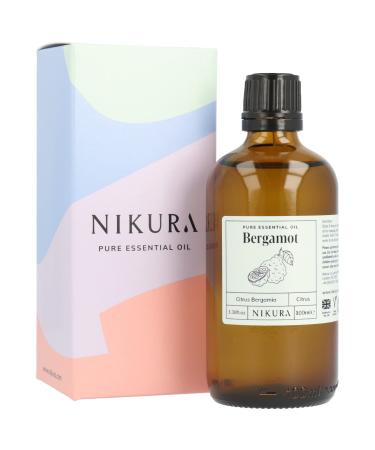Nikura Bergamot Essential Oil - 100ml | 100% Pure Natural Oils | Perfect for Aromatherapy Diffusers for Home Humidifier Bath | Great for Self Care Candle Making Soap | Vegan & UK Made