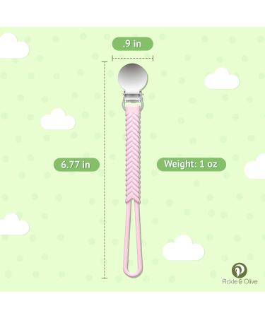Pickle and Olive Silicone Pacifier Clip - Braided Paci Holder Set of 2 (Pink + Gray) - Buy Online on GoSupps.com