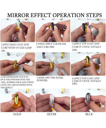 Black Mirror Powder Metallic Chrome Powder Set - Gold & Black Nail Art Glitter Pigment Dust with Sponge Applicators - Buy Online on GoSupps.com