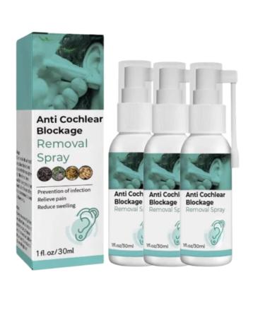 GFOUK Anti Cochlear Blockage Removal Spray 30 ml Ears Earwax Removal Spray Ear Wax Softener Cleaner for Clogged Ear Relief and Swimmer s Ear (3 PCS)