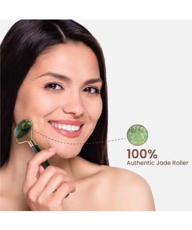 3D Jade Roller & Gua Sha Set - Best Natural Stone Face Massager for Anti-Aging & Soothing Skin - Buy Online on GoSupps.com
