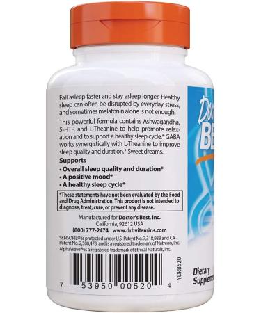 Doctor's Best Superior Sleep with Sensoril Formula | Ashwagandha, 5-HTP, L-Theanine & GABA | 60 Count - Buy Online on GoSupps.com