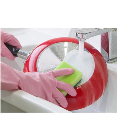 ESASAM Cleaning Gloves Rubber gloves glove kitchen pink (29 cm) dishwashing pot household velvet non-slip protective hand - Buy Online on GoSupps.com