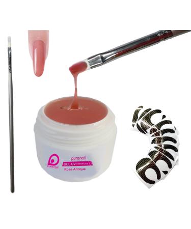 Purenail Set UV gel 1 phase camouflage antique pink 30 ml + 1 brush UV gel + 10 extensions Chaboles easy modeling