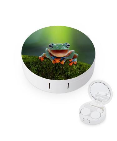 Pylon Blue Laughing Tree Frog Contact Lens Case Travel Portable Travel Contact Lens Box with Mirror