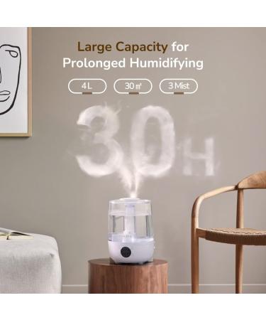 ALACRIS Smart Humidifier 4L - Constant Humidity, LED Display, Ultra-quiet Operation - Perfect for Bedroom, Baby Room - Up to 30H - 30 (Upgraded) - Buy Online on GoSupps.com