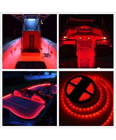 Vbakor 12V Pontoon LED Strip Lights 5M/16.4FT Waterproof Marine Boat Interior Deck Light - Red Color with Extension Cable - Buy Online on GoSupps.com