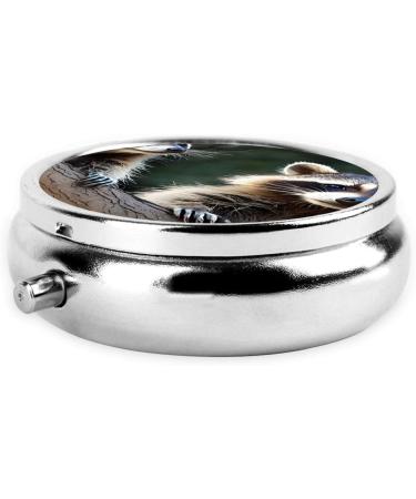 Little Raccoon Face Round Pill Box | 3 Compartment Portable Travel Organizer for Vitamins & Medicines - Buy Online on GoSupps.com