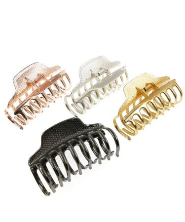 Minkissy Large Black Metal Hair Claw Clips - Jaw Clamp Barrette for Women - Perfect for Half Bun Hairstyles - Buy Online on GoSupps.com