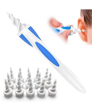 QGrips Earwax Remover-Spiral Ear Wax Removal Tool  Reusable Earwax Removal Kit Safe Ear Cleaner with 16 Pcs Soft and Flexible Replaceme Blue