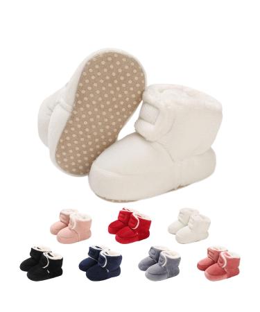 outfit spring Baby Winter Warm Fleece Bootie Newborn Non-Slip Soft Sole Winter Shoes Sock Shoes Cute Adjustable Crawling Shoes Prewalker Boots for Girls Boys Toddler 0-18 Months 0-6 Months A White