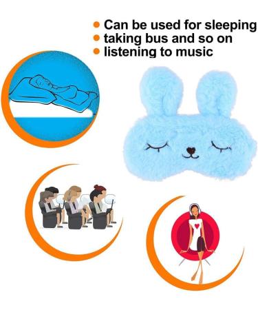 ULIFEMALL Cute 10 Rabbit Blue Sleeping Mask - Soft Fluffy Plush Bunny Blindfold for Kids, Girls, Boys, Women - Perfect for Night, Nap, Travel, Meditation - Buy Online on GoSupps.com