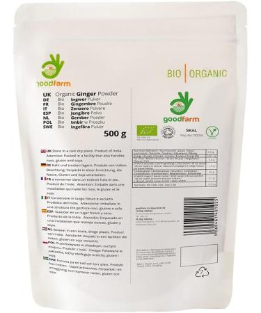 GoodFarm Organic Ginger Powder 500g - Certified Premium Quality | Superior Aroma & Taste | Ideal for Baking, Teas & Stews - Buy Online on GoSupps.com