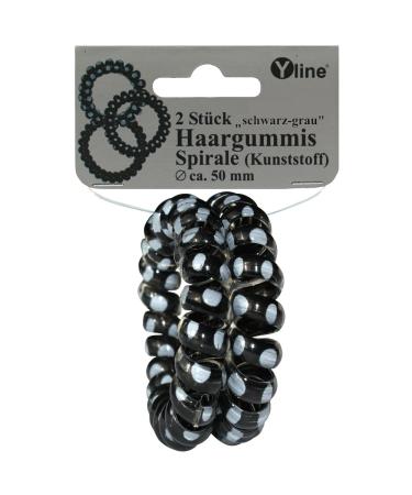 2 hair ties black/grey 50mm plastic hair accessories hair tie spiral hair spiral braid spiral on self-service card 2498