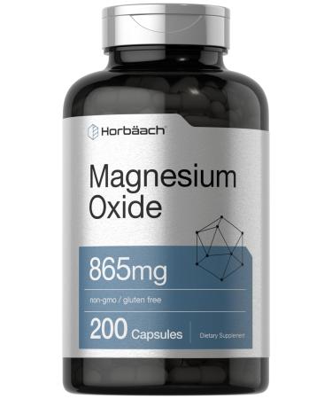 Horb ach Magnesium Oxide 865 mg | 200 Capsules | Non-GMO and Gluten Free Supplement 200 Count (Pack of 1)