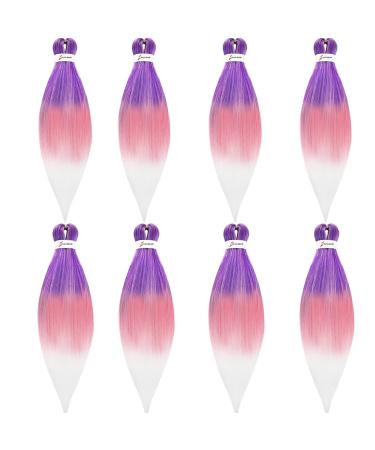 LDMY Pre-Stretched Braiding Hair Extensions - 8PCS 26inch Ombre Purple Rosa Synthetic Kanecalon - Lightweight 90g for Stunning Braids - Buy Online on GoSupps.com
