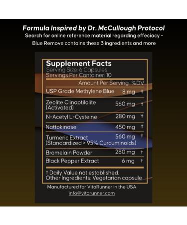 Nutricel Methylene Blue Capsules with Micronized Zeolite Nattokinase (Non-GMO) Turmeric Bromelain and NAC - Trusted Made in America Brand - 18mg (USP Reference Compliant) Third Party Tested (60ct) - Buy Online on GoSupps.com