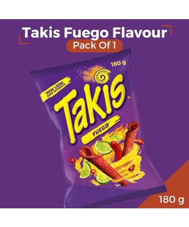 Takis Fuego 180g - Chili Pepper and Lime Corn Chips - UK | Popular Party Snack - Big Pack - BLISSIFY Chili Pepper 180g (1 Pack) - Buy Online on GoSupps.com