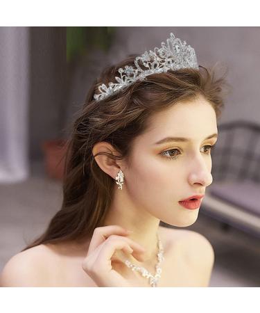 Silver Crystal Tiara Crown for Women - Perfect for Bridal, Wedding, Prom and Birthday Parties - Buy Online on GoSupps.com