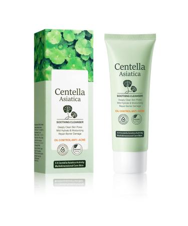 Centella Cleanser with 5X Centella Asiatica Activity 100g Deeply Clean Mild Hydrate & Moisturizing Repair Barrier Damage Soothing Cleanser for Oil Control and Acne Organic Extract