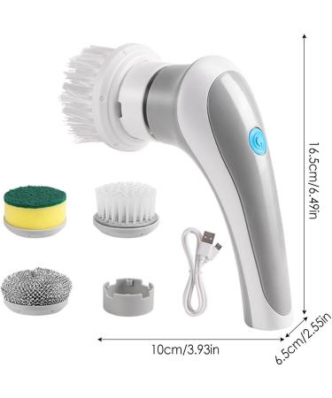 Handheld Electric Scrubber Cordless Cleaning Brush with 3 Replaceable Brush Heads Rechargeable Kitchen Cleaning Spin Brush for Shoe Brushing Dishwashing Bathroom Tub Floor Car Tile Grey - Buy Online on GoSupps.com