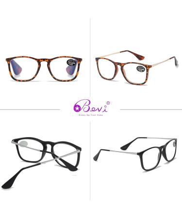Buy Bevi 2 Pack Anti Blue Light Reading Glasses - Stylish & Durable Square Readers for Men & Women | 2.5x Magnification - Buy Online on GoSupps.com