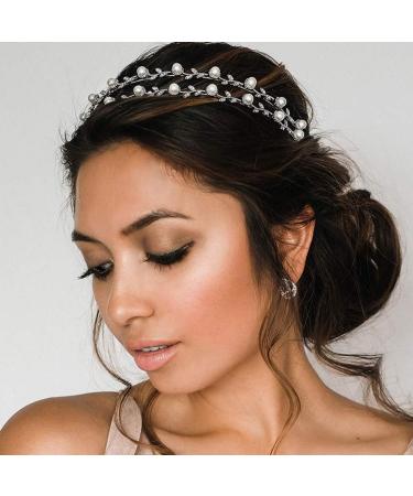 Beaupretty Women Crystal and Pearl Headband Alloy Double-row Hair Hoop Delicate Headdress Hair Jewelry - Buy Online on GoSupps.com