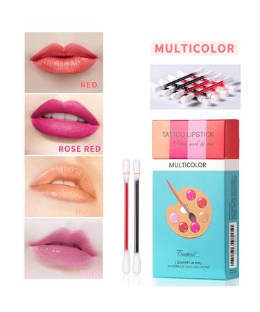 Eliversion 20Pcs Tattoo Lipstick Cotton Swab - Waterproof Non-Stick Lip Tint | Long Lasting Matte Lip Gloss Swab (Red) - Buy Online on GoSupps.com