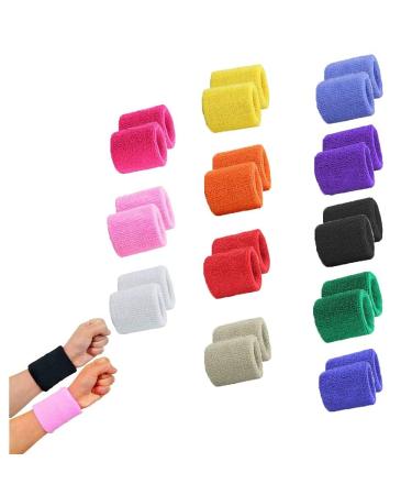 Zzbiqs colorful sports bracelets cotton welding tape wrist welding straps for tennis sports basketball gymnastics golf running (8 x 7.5 cm) 12 pairs