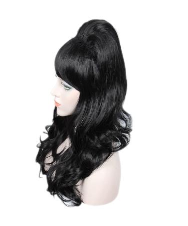 Linfairy Long Wavy Black Wig - Big Bouffant Beehive Style for Women | Perfect for 50s & 80s Costumes - Buy Online on GoSupps.com