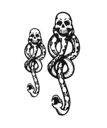 Death Eaters Dark Mark,Mark Mamba Skull Snake Temporary Tattoo for Halloween,Costume Accessories and Parties(6 PCS Small ,4 PCS Large)