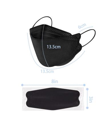 HNEE 55 Pcs KF94 Black Fish Mouth Type Disposable Face Masks - Individually Packaged for Daily Personal Care - Adult Office School Home Use - Buy Online on GoSupps.com